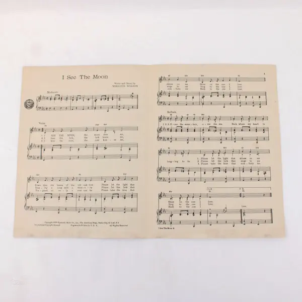 I See the Moon Sheet Music The Mariners Meredith Willson Plymouth Music