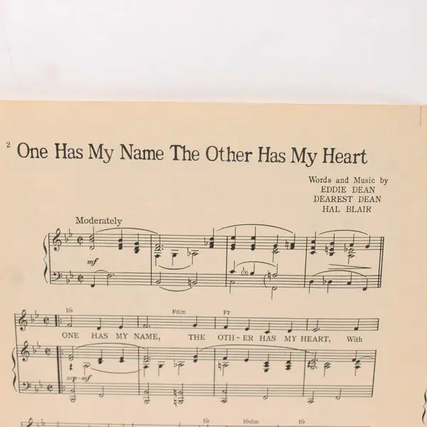 1948 Eddie Dean One Has My Name The Other Has My Heart Country Sheet Music