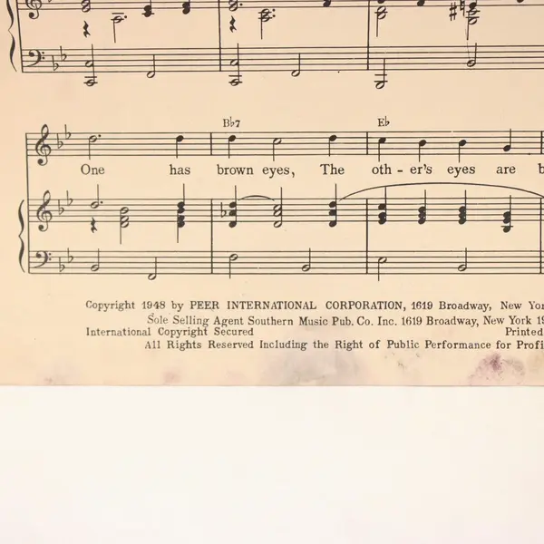 1948 Eddie Dean One Has My Name The Other Has My Heart Country Sheet Music