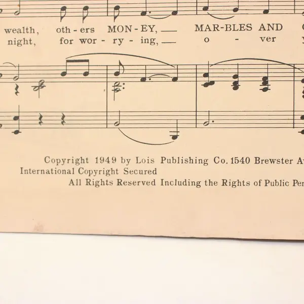 Money, Marbles and Chalk Sheet Music Pop Eckler Stubby Buccaneers
