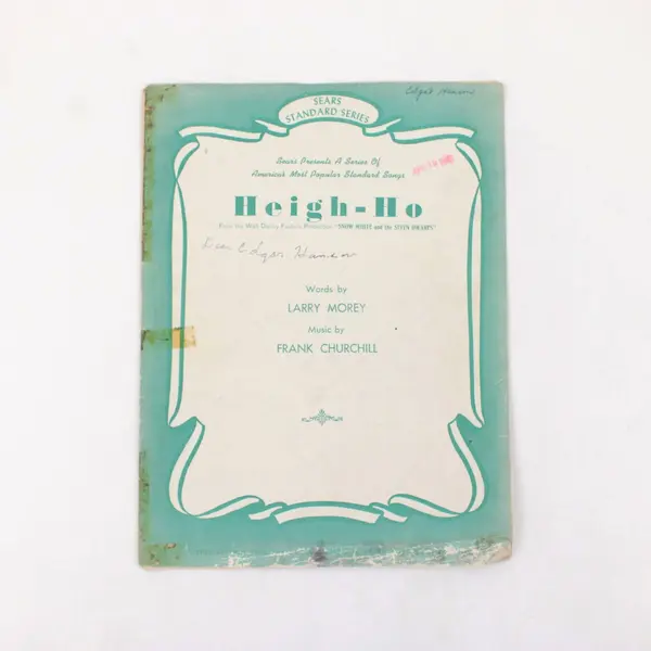 Vintage Sears Standard Series Heigh-Ho Disney Snow White Sheet Music