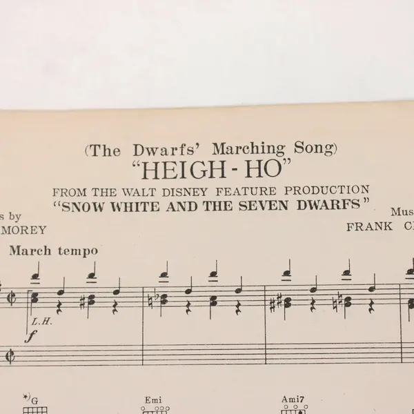 Vintage Sears Standard Series Heigh-Ho Disney Snow White Sheet Music