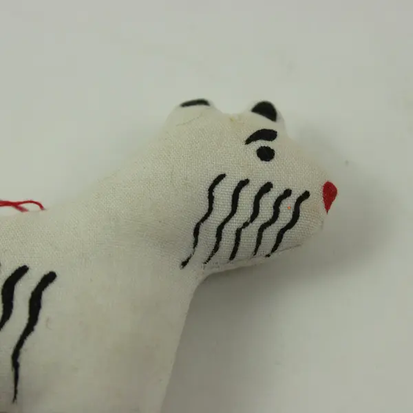 Dept. 56 1980s Fox Terrier Stuffed Fabric Pull Toy Dog on Wheels