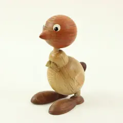 Hans Bolling-Style Carved Wooden Duckling Danish Decor, 2.8"x1.4" 