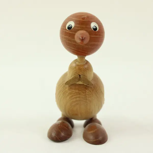 Hans Bolling-Style Carved Wooden Duckling Danish Decor, 2.8"x1.4" 