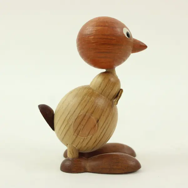 Hans Bolling-Style Carved Wooden Duckling Danish Decor, 2.8"x1.4" 