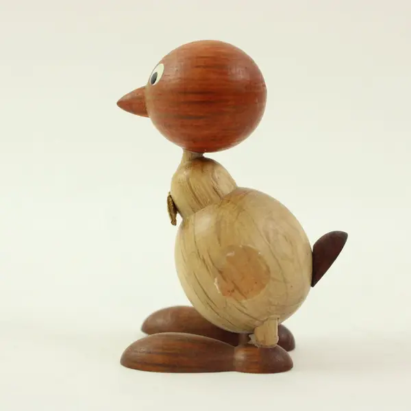 Hans Bolling-Style Carved Wooden Duckling Danish Decor, 2.8"x1.4" 
