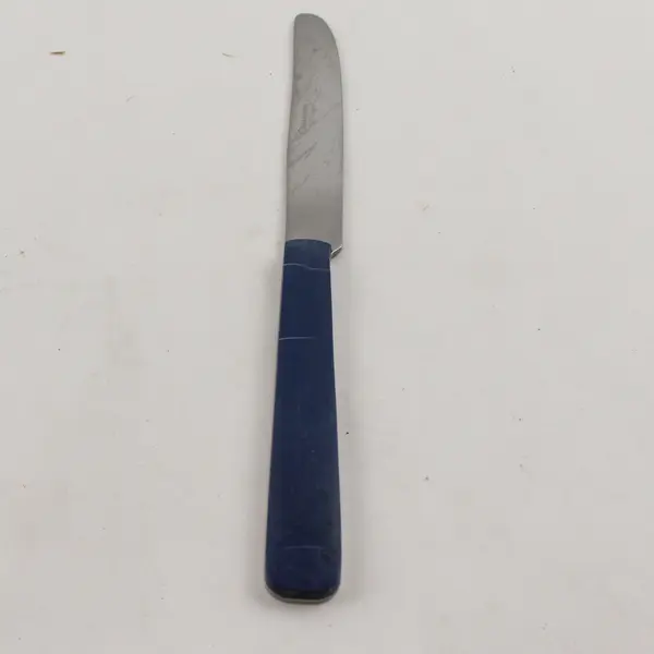 Disney Silver DIY2 Pat Mickey Engraved Blue Plastic Back 8.5" Dinner Knife HTF