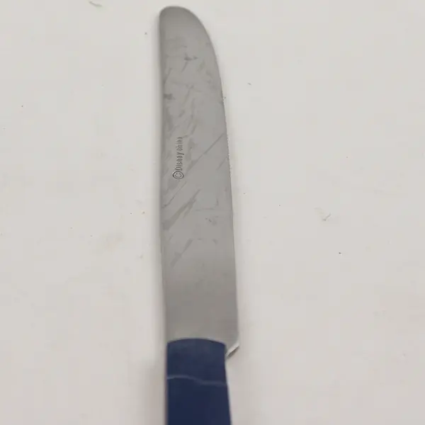 Disney Silver DIY2 Pat Mickey Engraved Blue Plastic Back 8.5" Dinner Knife HTF