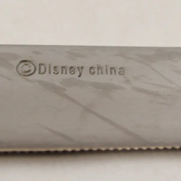 Disney Silver DIY2 Pat Mickey Engraved Blue Plastic Back 8.5" Dinner Knife HTF