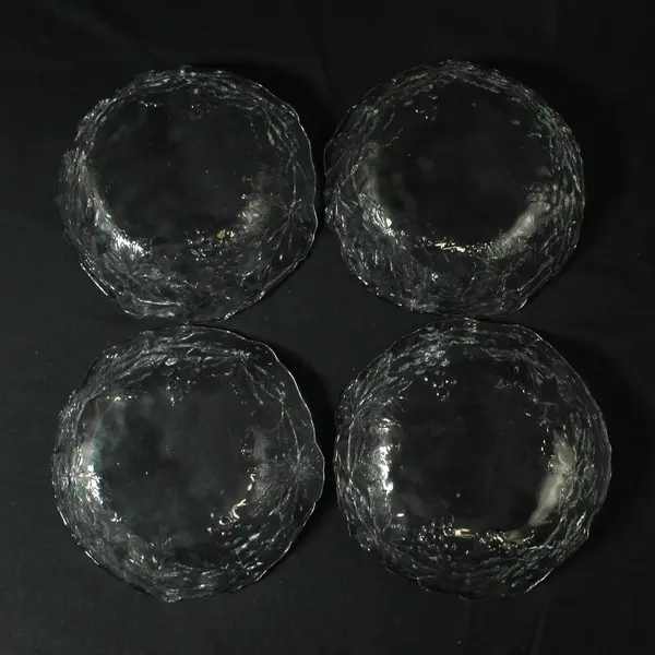 Set of 4 Cristal d'Arque Durand Mallory Soup Bowls Grapes And Leaves 6.5"