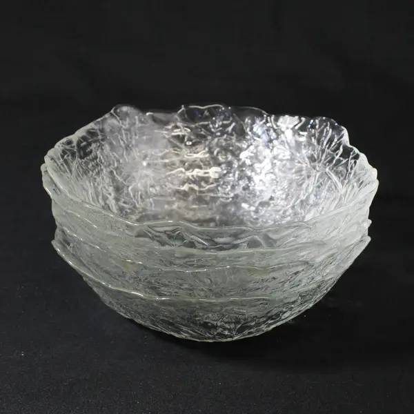 Set of 4 Cristal d'Arque Durand Mallory Soup Bowls Grapes And Leaves 6.5"