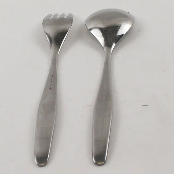 Lot of 2 Vintage Auerhahn Ultrasil SS Children's Flatware Spoon & Fork 6.5" Long