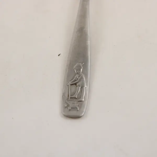 Vintage Auerhahn Ultrasil 18/8 SS Infant Fork Child Pulling Wagon Engraving 5"
