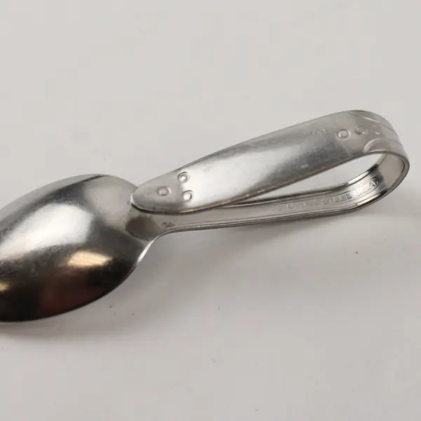 Vintage Lot of 2 Rare Infant Sanitoy SS Feeding Spoons Engraved 2 Styles Good