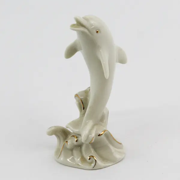 Lenox Sea Prancer Leaping Porcelain Dolphin Figurine w/Gold Accents 4 inch