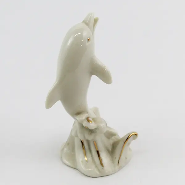 Lenox Sea Prancer Leaping Porcelain Dolphin Figurine w/Gold Accents 4 inch