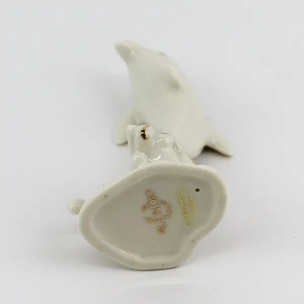 Lenox Sea Prancer Leaping Porcelain Dolphin Figurine w/Gold Accents 4 inch