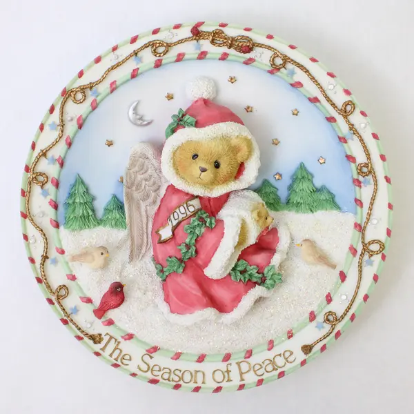 Cherished Teddies 1996 Seasons of Peace Collector Plate New Bear Angel Wings