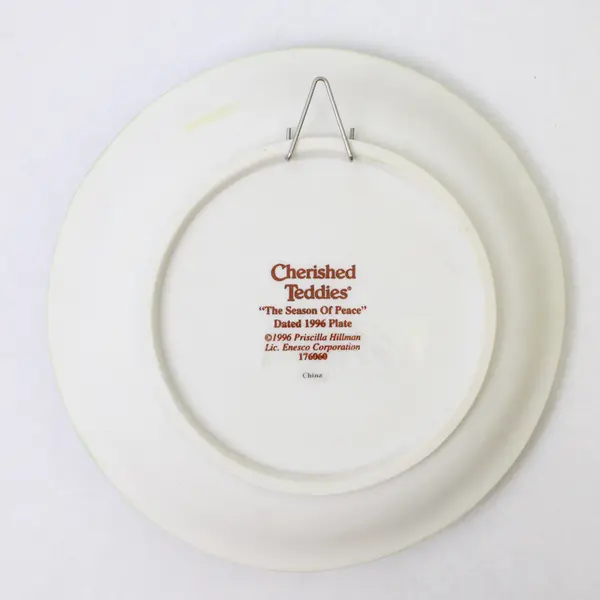 Cherished Teddies 1996 Seasons of Peace Collector Plate New Bear Angel Wings