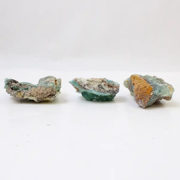 Lot of 7 Raw Uncut Smithsonite - Teal/Green and Purple/Lavender - Various Sizes