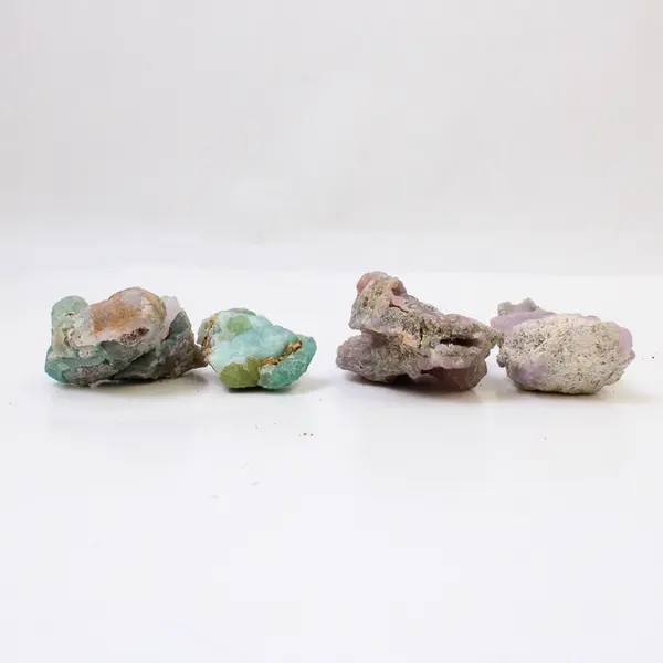 Lot of 7 Raw Uncut Smithsonite - Teal/Green and Purple/Lavender - Various Sizes