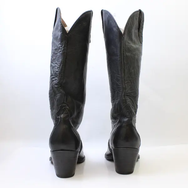 J. B. Dillon Solid Black 3" Cuban Heel Leather Western Cowboy Boots Women's 11