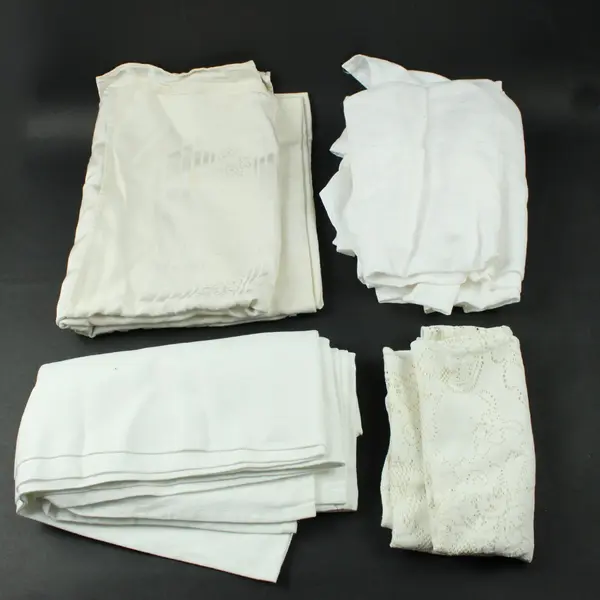 Lot of 4 Off-White Tablecloths Doilies DIY Sewing Craft Fabric FLAWED 