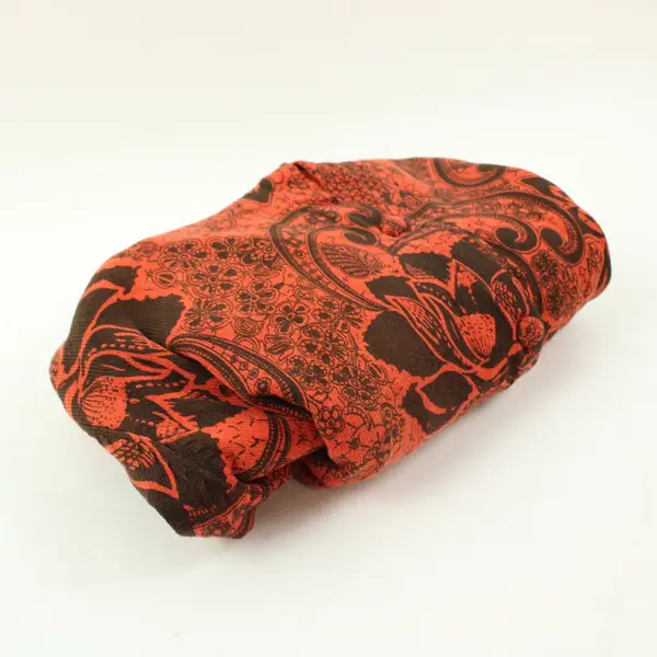 Sag Harbor Women's Large Orange Black Floral Long Sleeve Cardigan