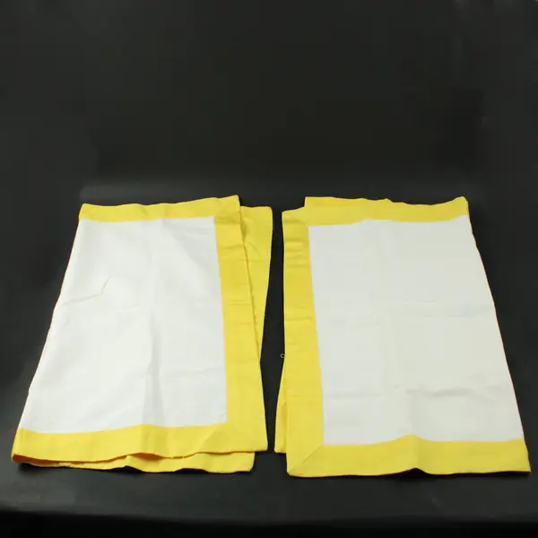Set of 2 Contemporary Home Cotton Pillow Cases, White/Yellow 