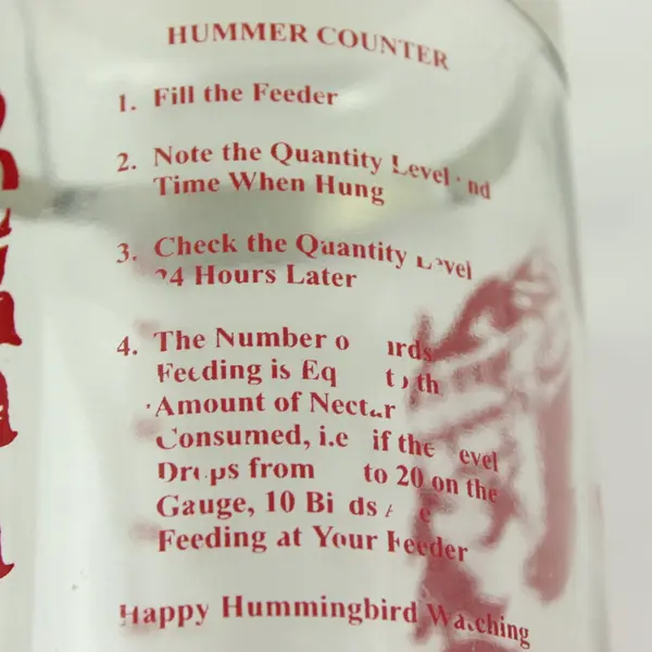 BEST-1 Hummingbird Feeder Replacement Glass Bottle Clear Red Graphics