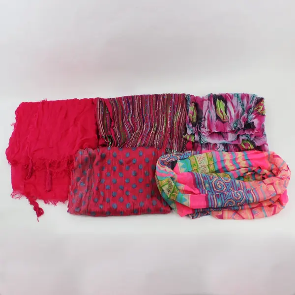 Lot of 5 Women's Lightweight Scarves Pink Blue Green