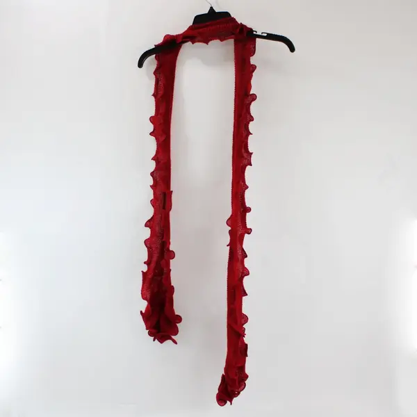 Lot of 2 Women's Skinny Ruffled Knit Scarves Purple Red