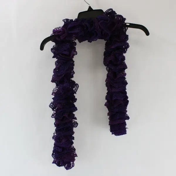 Lot of 2 Women's Skinny Ruffled Knit Scarves Purple Red