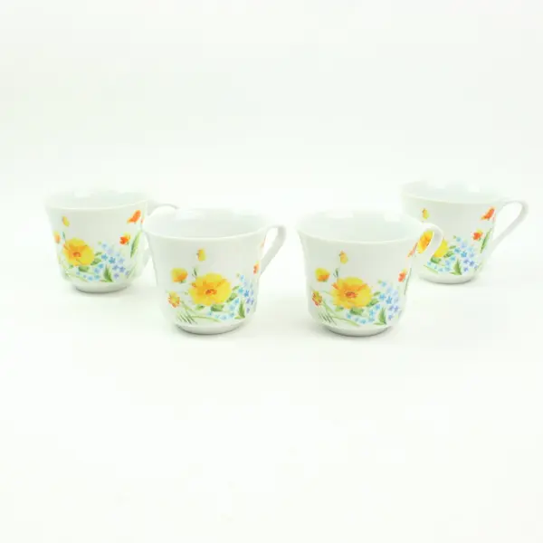 Imperial W. Dalton Just Spring Flat Cups Set of 4 Floral Design FLAWED