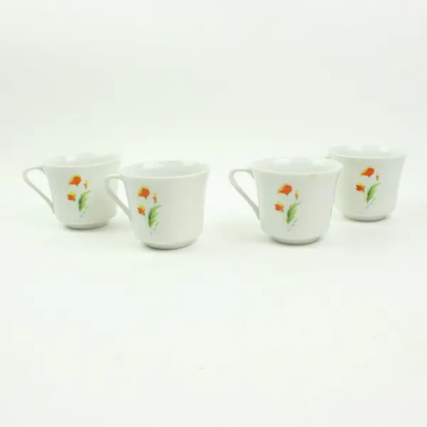 Imperial W. Dalton Just Spring Flat Cups Set of 4 Floral Design FLAWED