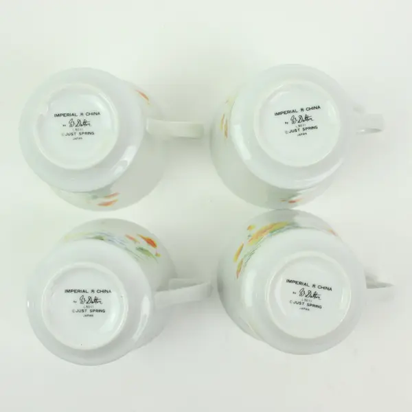 Imperial W. Dalton Just Spring Flat Cups Set of 4 Floral Design FLAWED