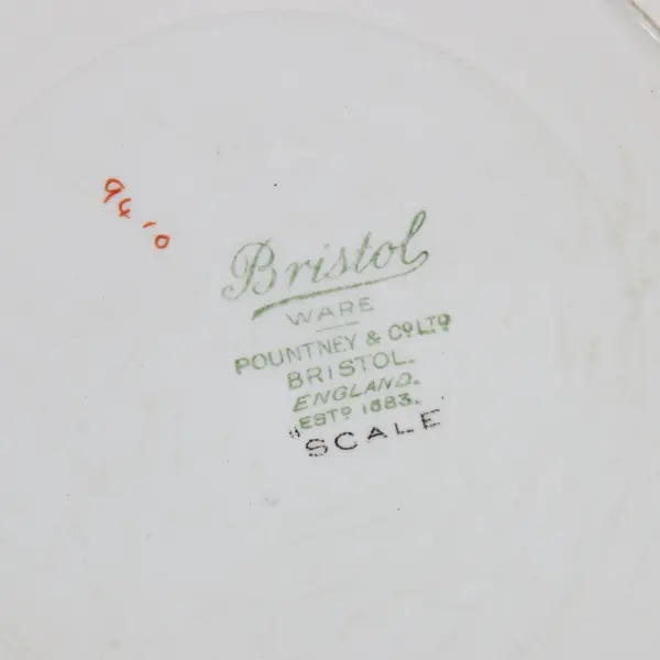 Antique Pountney Bristol Ware Scale Vegetable Bowl 10 in