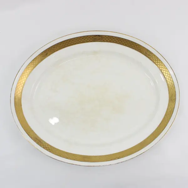 Antique Pountney Bristol Ware Scale Design Platter 16in