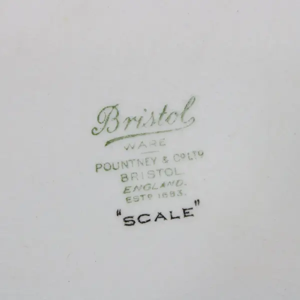Antique Pountney Bristol Ware Scale Design Platter 16in
