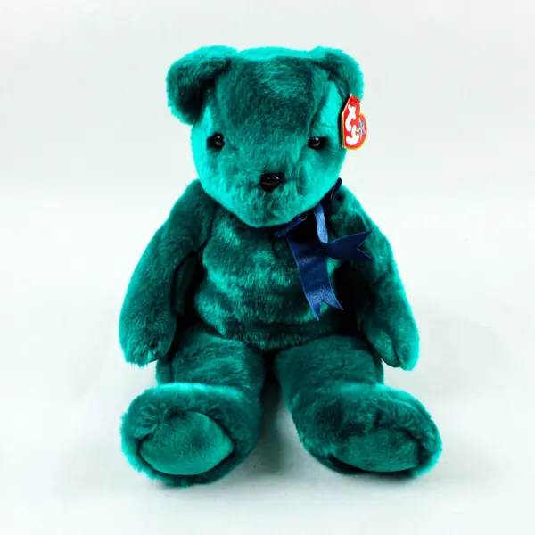 TY Beanie Buddies Teddy Old Face Teal Bear 14in Plush 2000 Hang Tag
