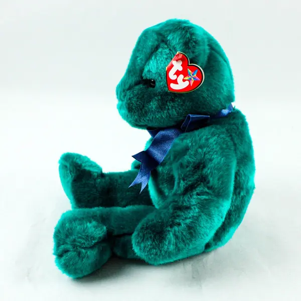 TY Beanie Buddies Teddy Old Face Teal Bear 14in Plush 2000 Hang Tag