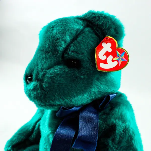 TY Beanie Buddies Teddy Old Face Teal Bear 14in Plush 2000 Hang Tag