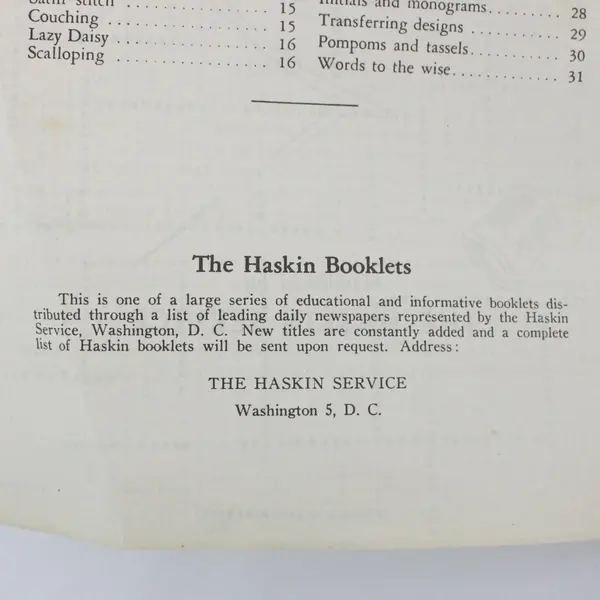 Vintage Haskin Needlework Instructional Booklet, 1945 