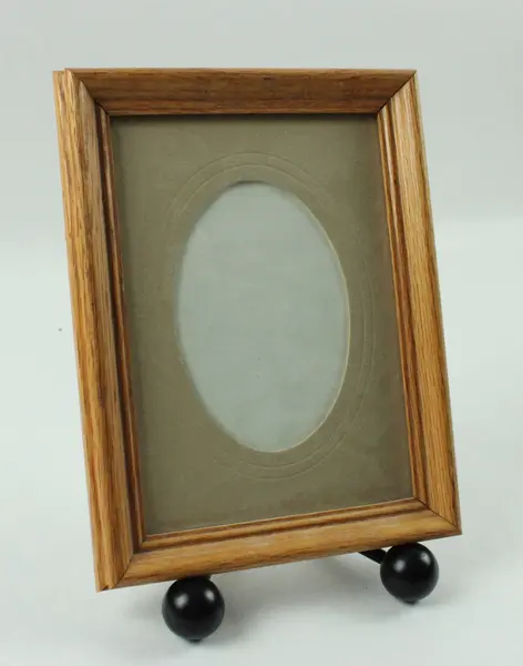 Pair Oak Wood Picture Frames Oval & Rectangular Matted Beveled