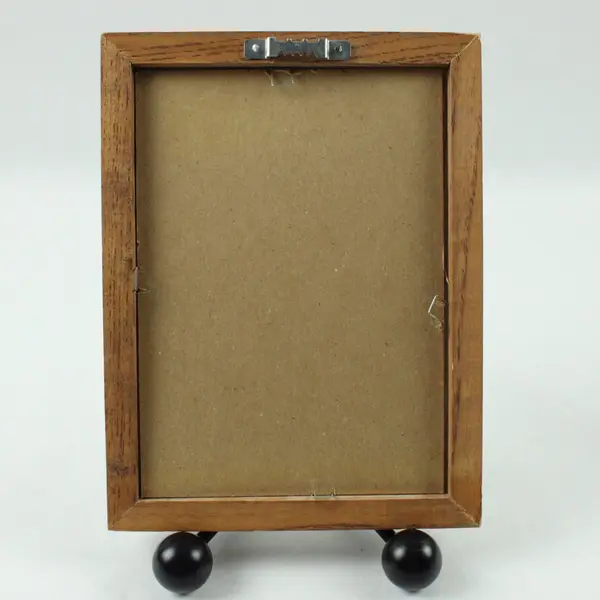Pair Oak Wood Picture Frames Oval & Rectangular Matted Beveled