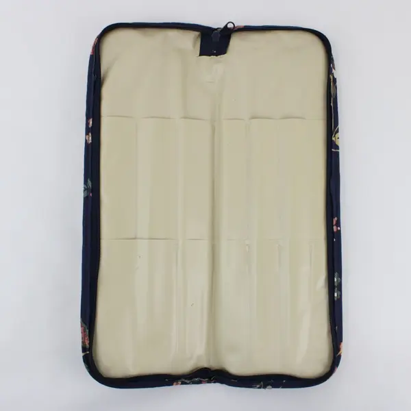 Unbranded Blue/Pink Floral Knitting Needle Case, Zippered 7 compartments 