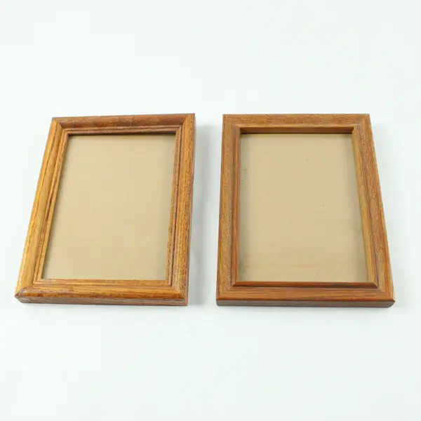Lot of 2 Brown Wooden Picture Frames