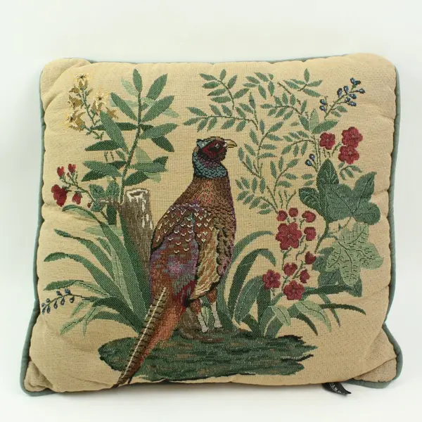 Portofino Pheasant Tapestry Decorative Throw Pillow 15 Inch Square