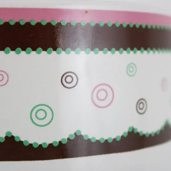 Large Trisa Ceramic Coffee Mug 5" Diameter White Patterned Bands